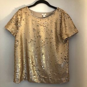 J Crew Gold Sequin Shirt Size S